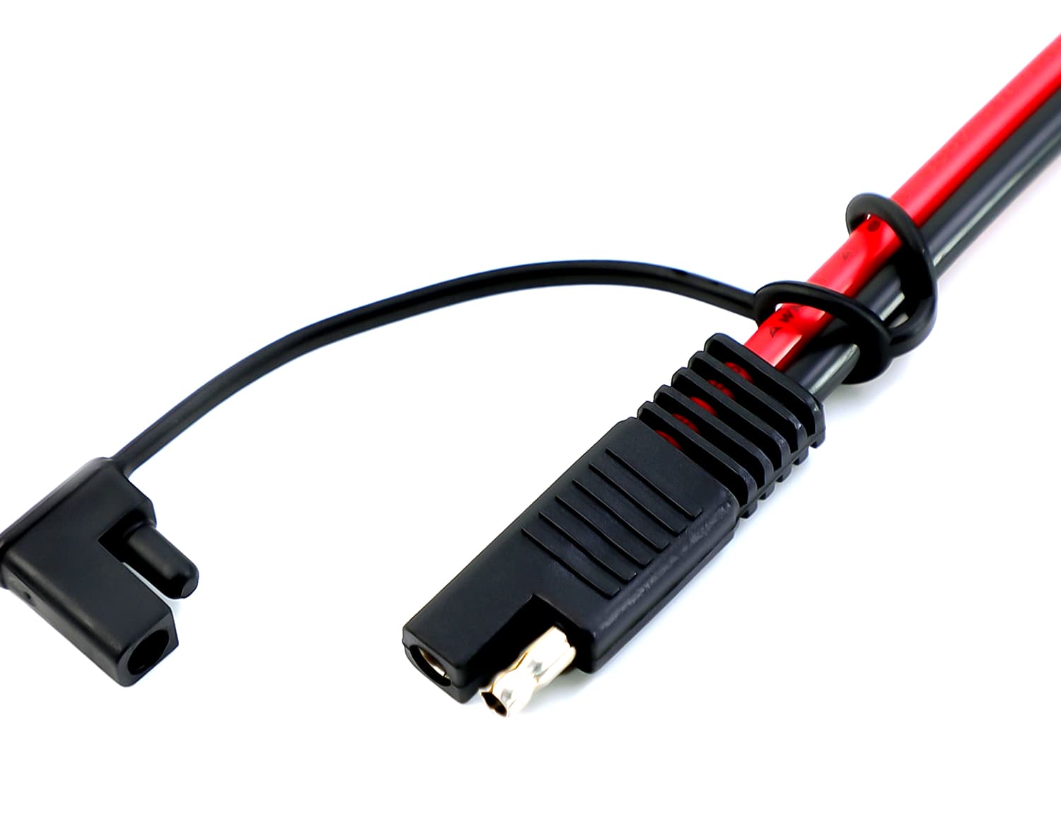 Kabel zasilający 18AWG długość 60cm złącza oczka M8 / wtyk SAE, oprawka bezpiecznik 10A - np. do Harley, Indian, Honda, samochody, kampery itp.