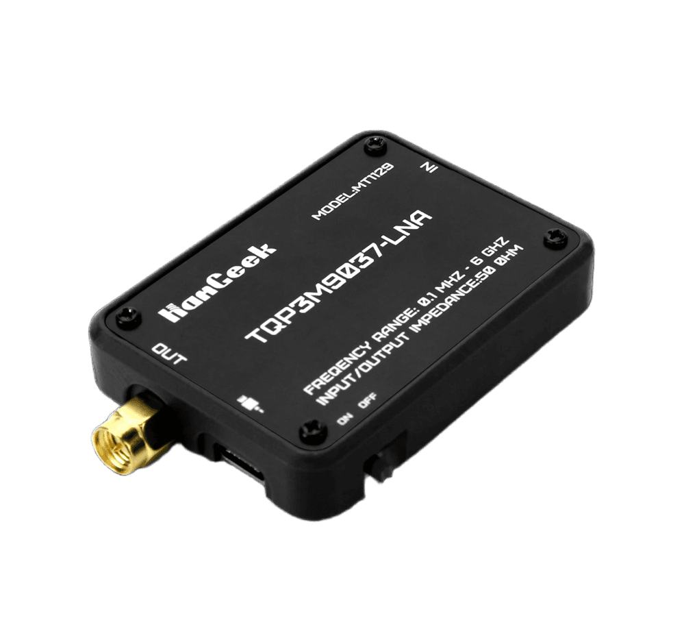 HamGeek MT1129 RF Low Noise Amplifier wzmacniacz odbioru do odbiornika SDR / skanera - zakres pracy 0,1MHz-6GHz, wbudowany akumulator