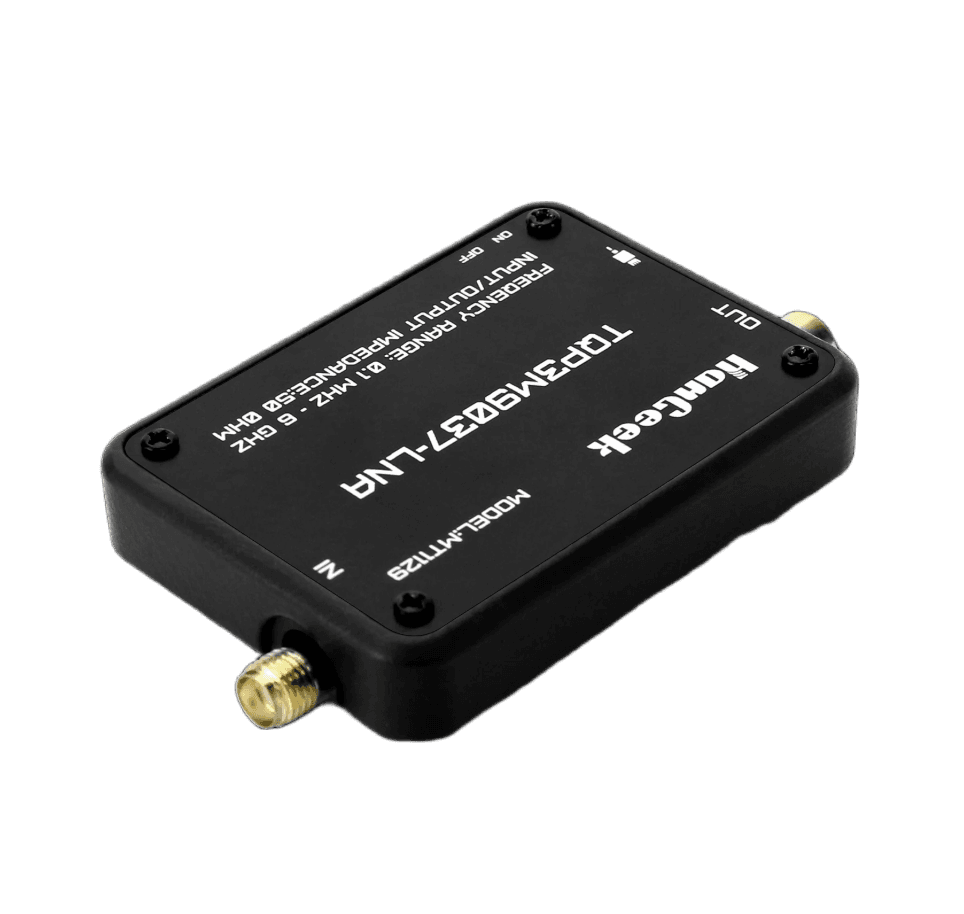 HamGeek MT1129 RF Low Noise Amplifier wzmacniacz odbioru do odbiornika SDR / skanera - zakres pracy 0,1MHz-6GHz, wbudowany akumulator