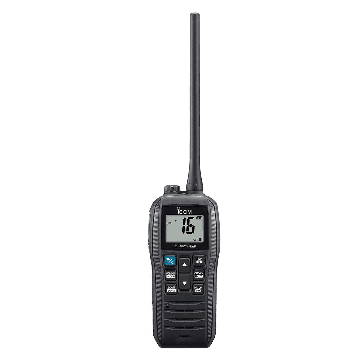 Icom IC-M25 EURO EVO BLACK ręczny radiotelefon morski / jachtowy WODOODPORNY IPX7, pływający, moc 5W, USB-C Made in Japan (następca Icom IC-M25 EURO, IC-M23)