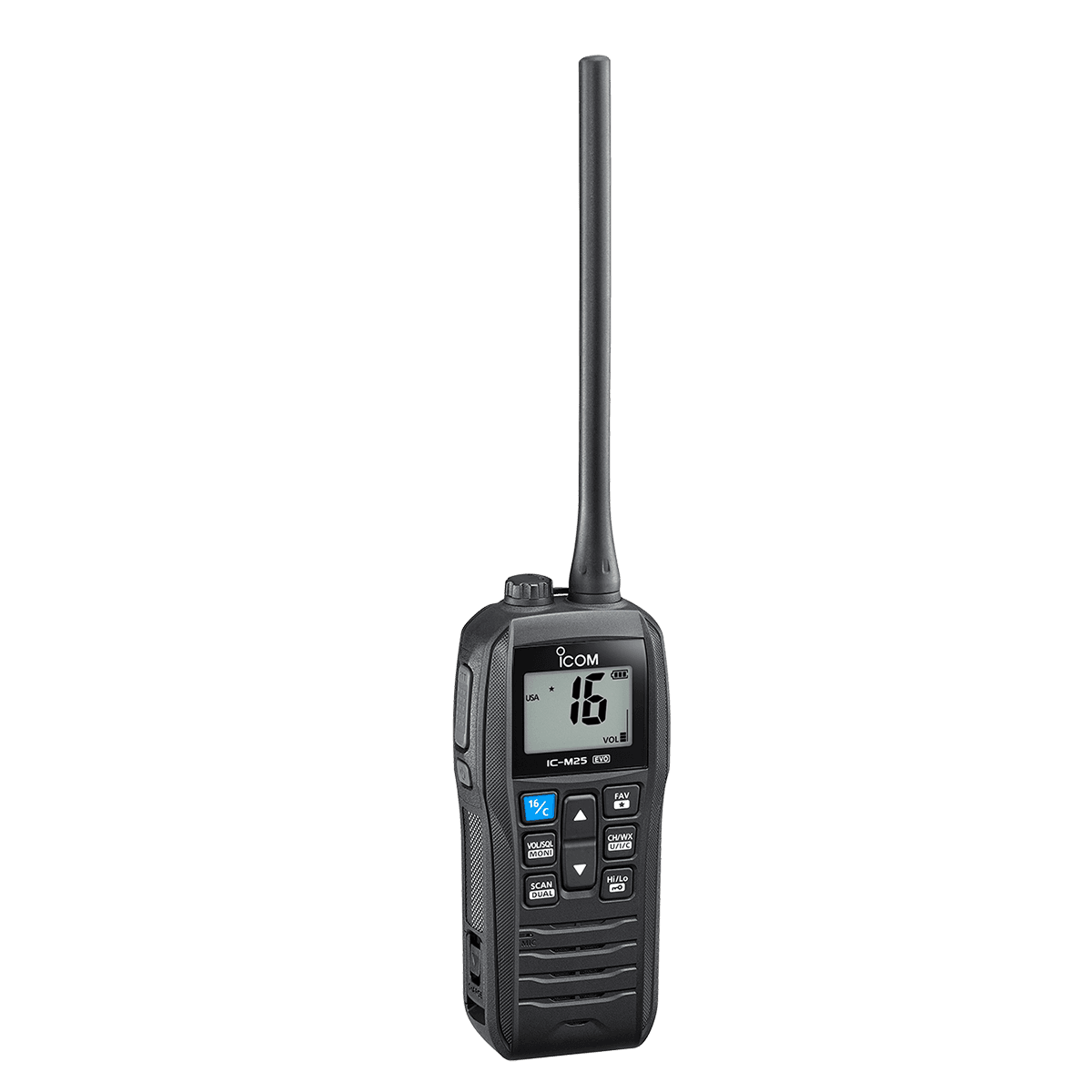 Icom IC-M25 EURO EVO BLACK ręczny radiotelefon morski / jachtowy WODOODPORNY IPX7, pływający, moc 5W, USB-C Made in Japan (następca Icom IC-M25 EURO, IC-M23)
