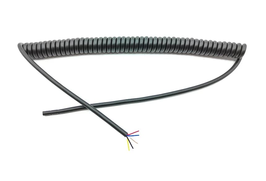 Elastyczny kabel mikrofonowy 5 żył + oplot - spiralny przewód mikrofonowy długość 200cm (np. do mikrofonu CB, sterownika, pilota łóżka itp.)