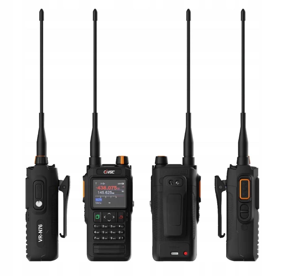 VGC VERO VR-N76 Black radiotelefon ręczny VHF/UHF moc 7W z GPS, APRS / BSS, IP67, radio FM, bluetooth, odsłuch airband