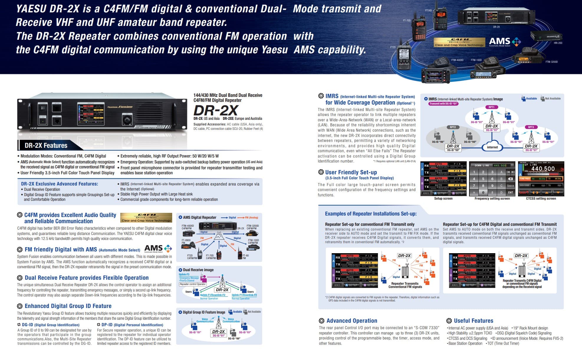 YAESU DR-2XE przemiennik dwupasmowy FUSION/FM - repeater C4FM