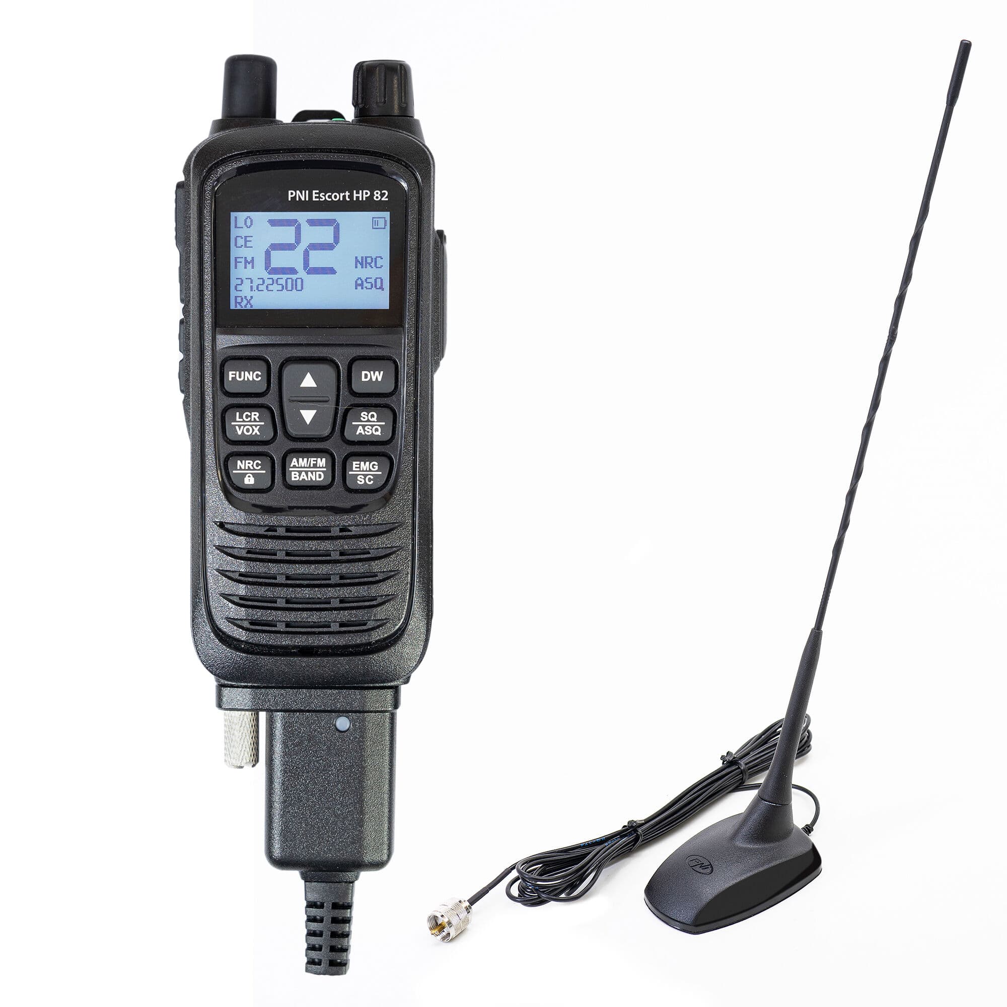 Zestaw CB radio PNI Escort HP 82 + dyskretna antena CB Extra 48 długość 45cm (ręczniak CB z krótką anteną na magnesie)