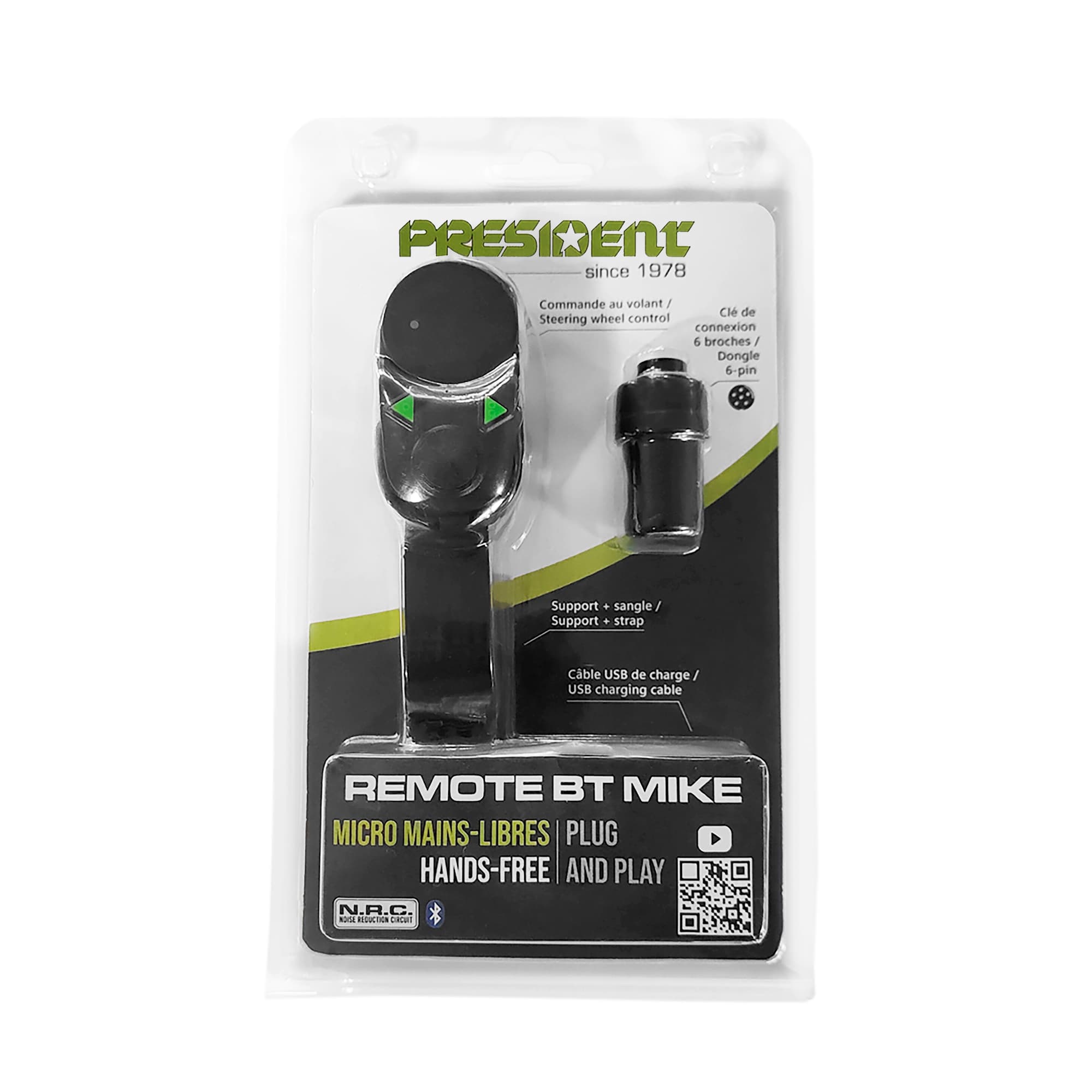 President REMOTE BT MIKE bezprzewodowy mikrofon Bluetooth do CB radia President 6-pin - wygodne sterowanie z kierownicy