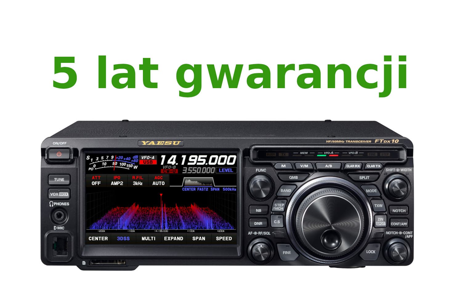 YAESU FTDX10 EXPORT radiotelefon amatorski HF / 6m SDR 100W wodospad 3D, tuner antenowy (Yaesu FT-DX-10), CashBack 200€ + ROZSZERZONA GWARANCJA 5 lat