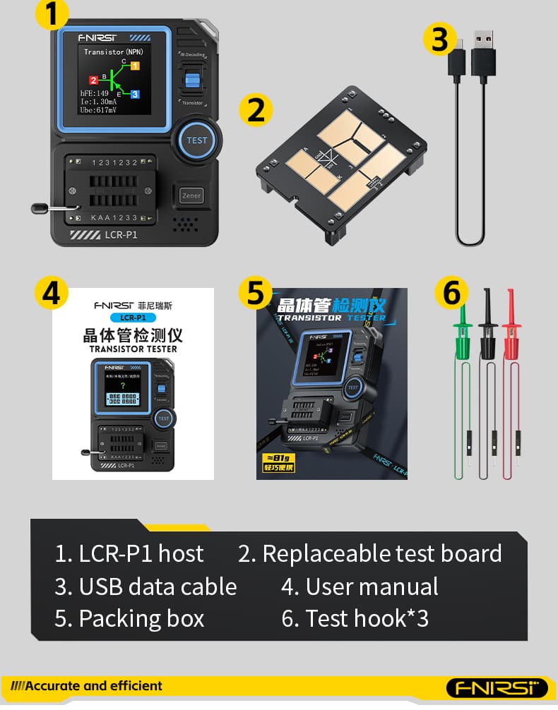 FNIRSI LCR-P1 multimetr - wielofunkcyjny tester elementów elektronicznych np. tranzystorów, cewek, diod, rezystorów itp.