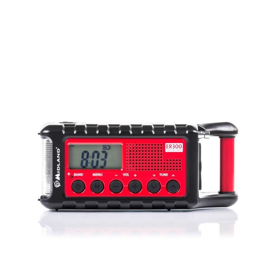 Midland ER300 radio awaryjne AM/FM z latarką, powerbankiem i wieloma źródłami zasilania - radio dla preppersa, survival