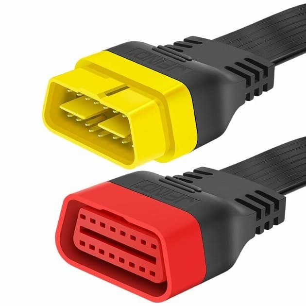 JFIND płaski przedłużacz serwisowy OBD-II 36 cm gniazdo/wtyk OBD-2 16-pin superjakość kabel 16-żyłowy np. do interfejsów diagnostycznych, GPS