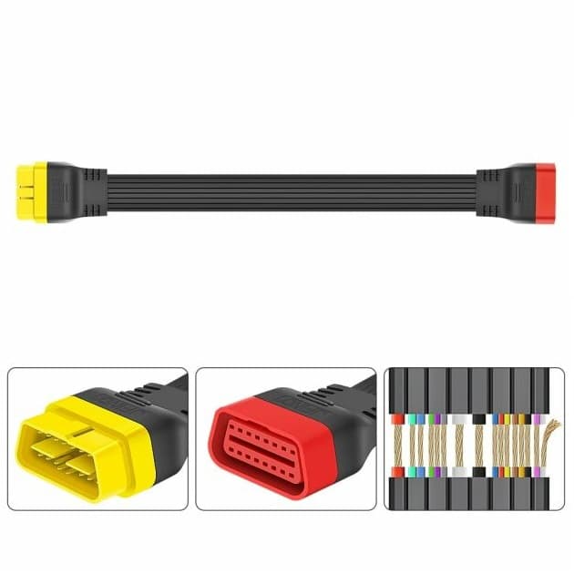JFIND płaski przedłużacz serwisowy OBD-II 36 cm gniazdo/wtyk OBD-2 16-pin superjakość kabel 16-żyłowy np. do interfejsów diagnostycznych, GPS