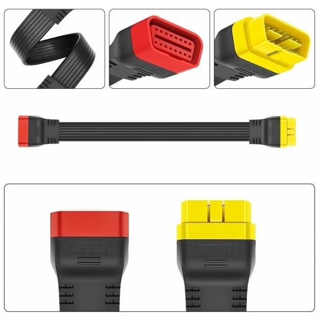 JFIND płaski przedłużacz serwisowy OBD-II 36 cm gniazdo/wtyk OBD-2 16-pin superjakość kabel 16-żyłowy np. do interfejsów diagnostycznych, GPS