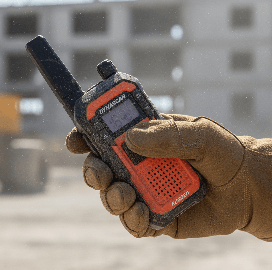 DYNASCAN RUGGED KOMPLET 2szt. wytrzymałe krótkofalówki na budowę - walkie talkie PMR, wodoodporność IP67, USB-C, 3 lata gwarancji
