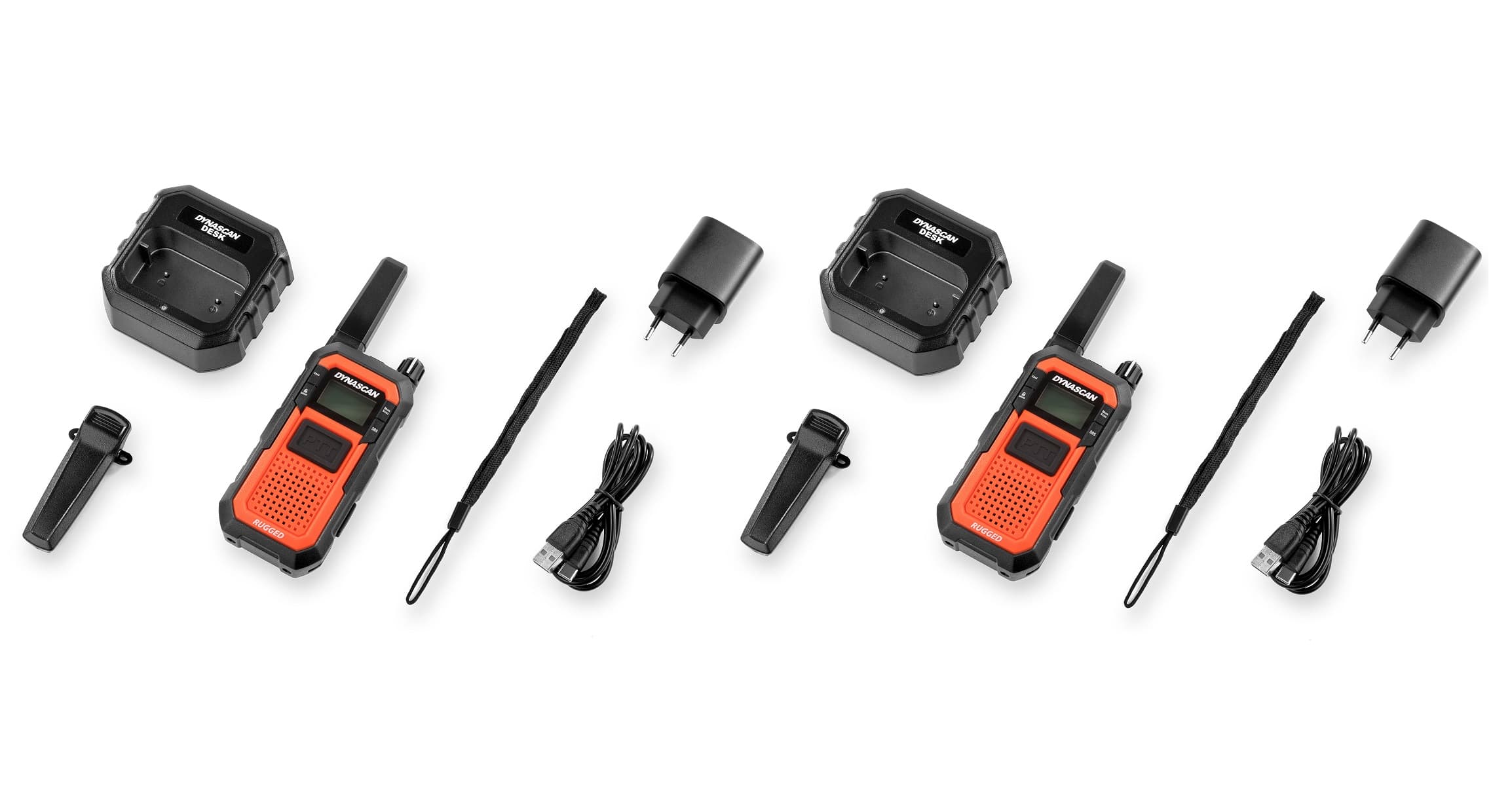 DYNASCAN RUGGED KOMPLET 2szt. wytrzymałe krótkofalówki na budowę - walkie talkie PMR, wodoodporność IP67, USB-C, 3 lata gwarancji