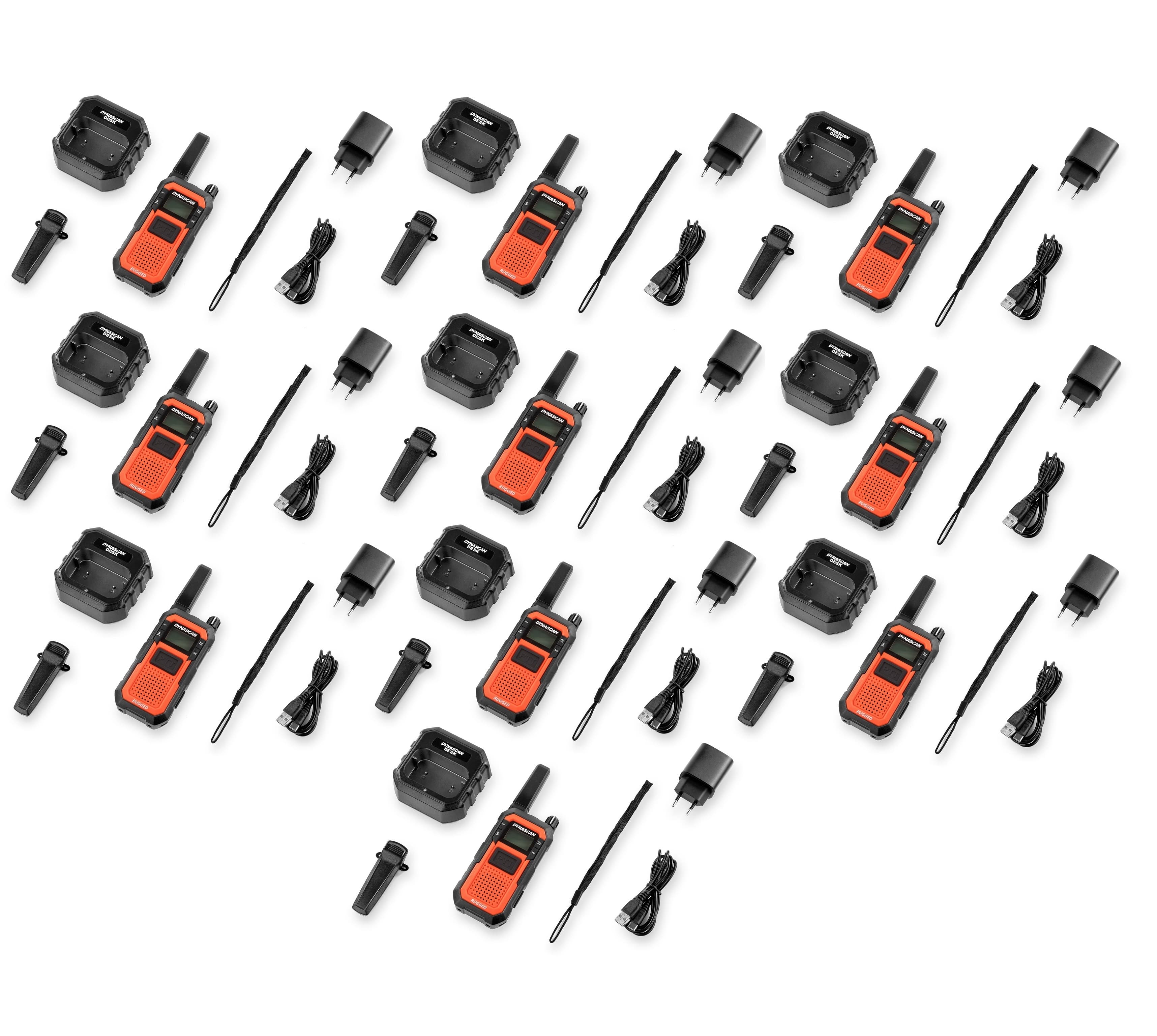 DYNASCAN RUGGED KOMPLET 10szt. wytrzymałe krótkofalówki na budowę - walkie talkie PMR, wodoodporność IP67, USB-C, 3 lata gwarancji
