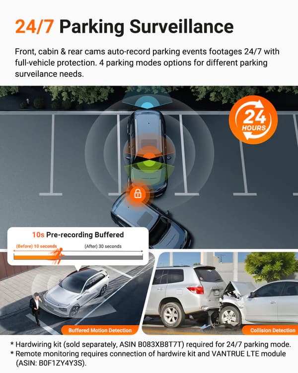 Vantrue N4 PRO S 3CH NEXUS potrójna kamera samochodowa przód + wnętrze + tył (4K + 1080P + 1440P 30FPS) PlatePix™ + HDR - idealny wideorejestrator np. do TAXI, UBER, BOLT