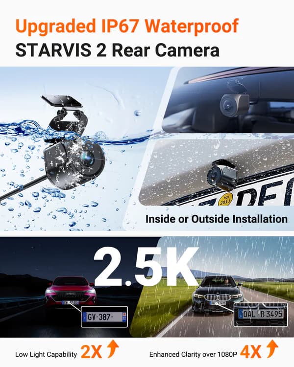 Vantrue N4 PRO S 3CH NEXUS potrójna kamera samochodowa przód + wnętrze + tył (4K + 1080P + 1440P 30FPS) PlatePix™ + HDR - idealny wideorejestrator np. do TAXI, UBER, BOLT