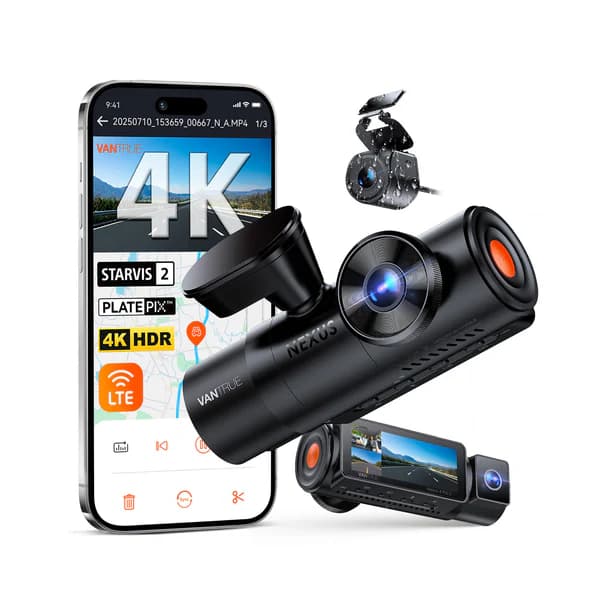 Vantrue N4 PRO S 3CH NEXUS potrójna kamera samochodowa przód + wnętrze + tył (4K + 1080P + 1440P 30FPS) PlatePix™ + HDR - idealny wideorejestrator np. do TAXI, UBER, BOLT