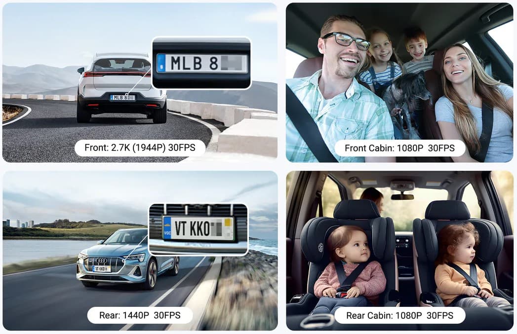 Vantrue N5S 4CH NEXUS przód + tył + x2 wnętrze (1944P + 1440P + 2x 1080P 30FPS) - 360° idealny wideorejestrator np. do TAXI, UBER, BOLT - (Vantrue Nexus 5 S)