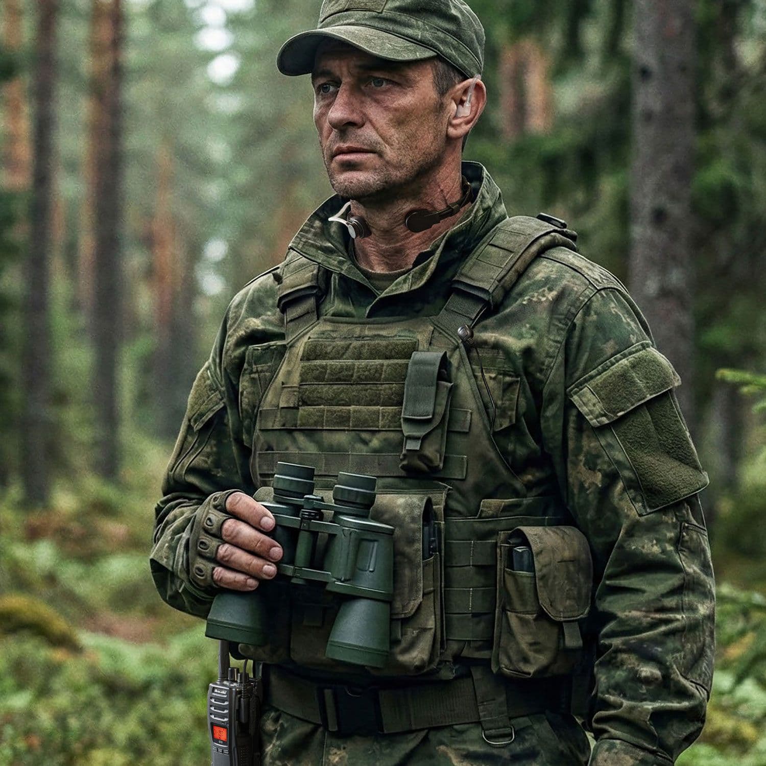 Midland MA-39-LK laryngofon taktyczny (z fonowodem) mikrofon krtaniowy do dużego hałasu - do krótkofalówek Baofeng Wouxun TYT Kenwood wtyk 2-pin