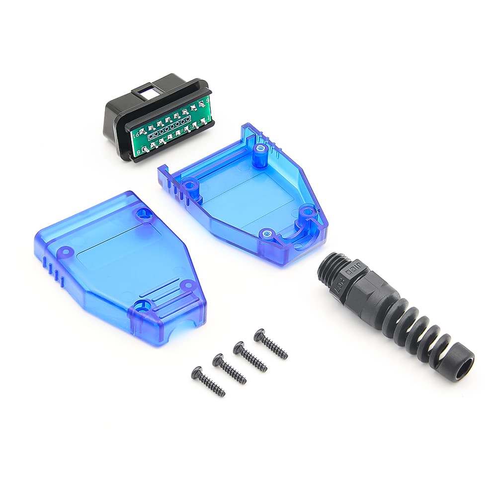 Wtyk OBD-2 12V prosty 16-pin z PCB np. do samochodowych interfejsów diagnostycznych, lokalizatorów GPS (OBD-II)