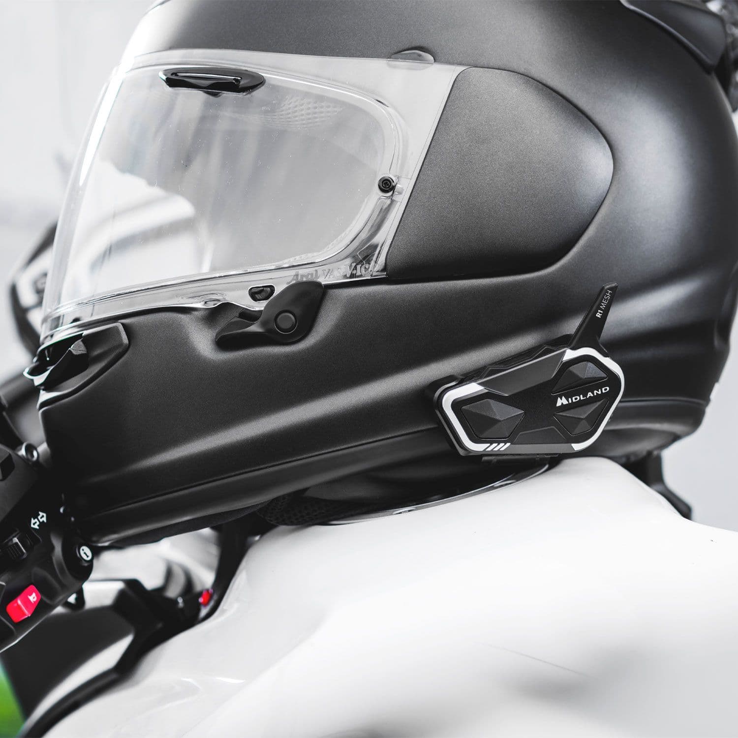 Midland R1 MESH SINGLE Interkom z radiem FM + słuchawki i mikrofon - interkom motocyklowy z technologią Mesh i Bluetooth