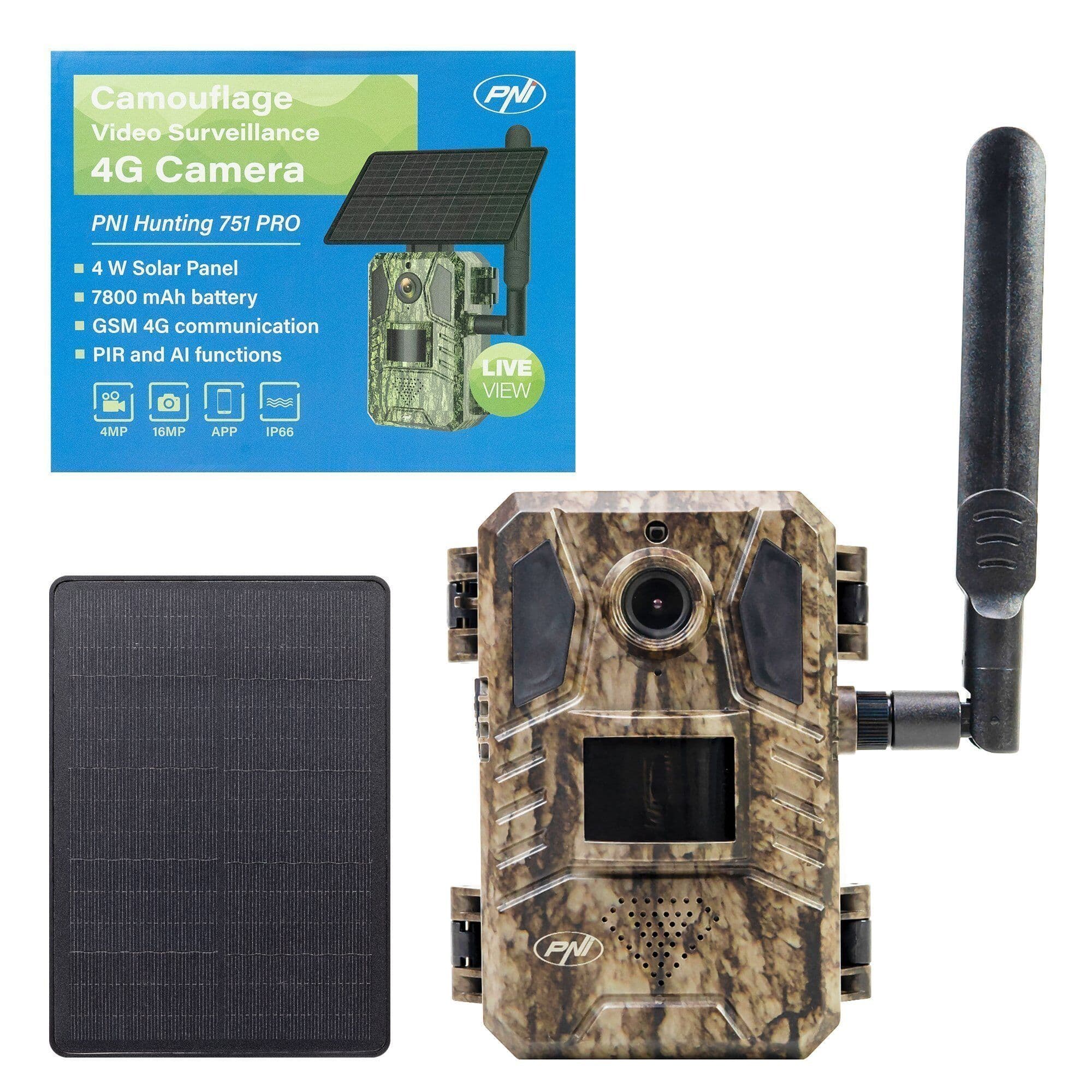 PNI Hunting 751 PRO fotopułapka kamera leśna z panelem solarnym - 7800 mAh, GSM 4G, IP66 - dla leśniczych, myśliwych lub miłośników przyrody