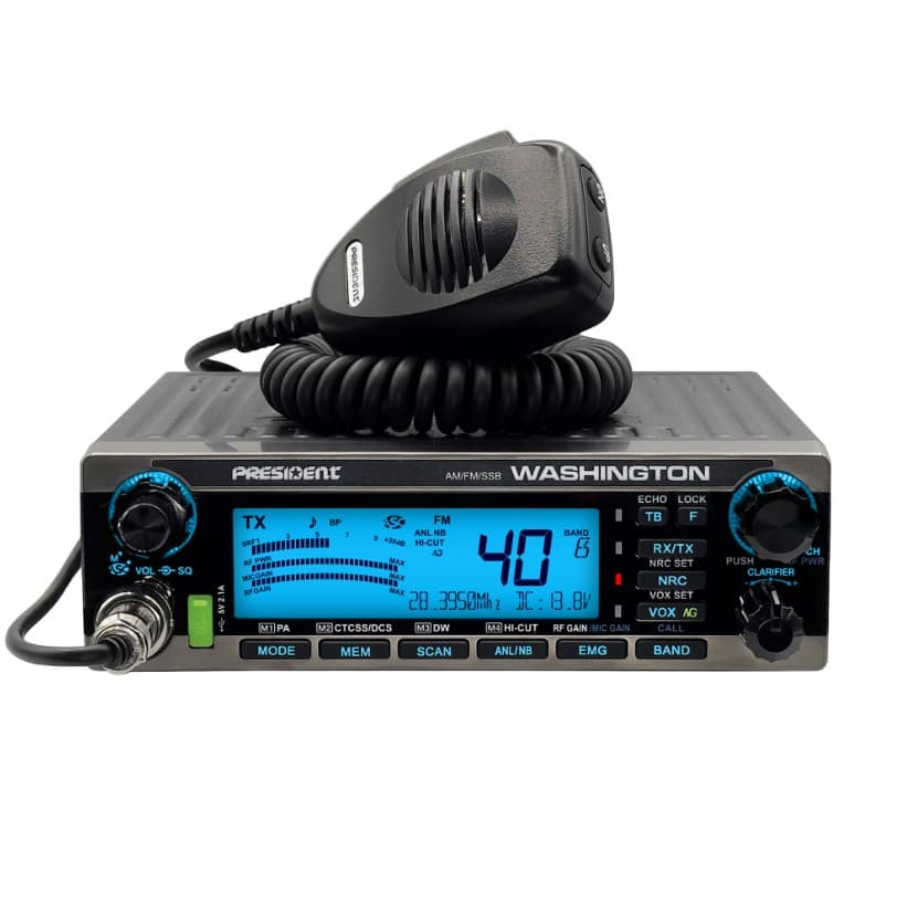 PRESIDENT WASHINGTON 100W radiotelefon amatorski 10/12m AM/FM/SSB, funkcja przemiennika