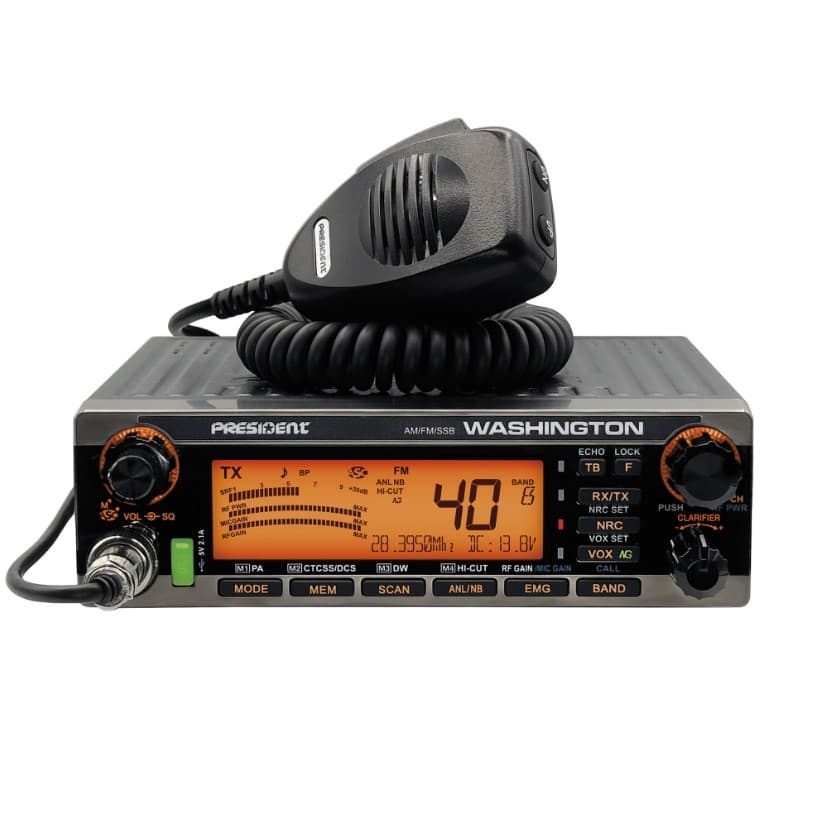 PRESIDENT WASHINGTON 100W radiotelefon amatorski 10/12m AM/FM/SSB, funkcja przemiennika