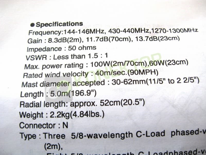 Diamond X7000 antena pionowa 2m/70cm/23cm długość 500cm (oryginał Diamond X-7000)