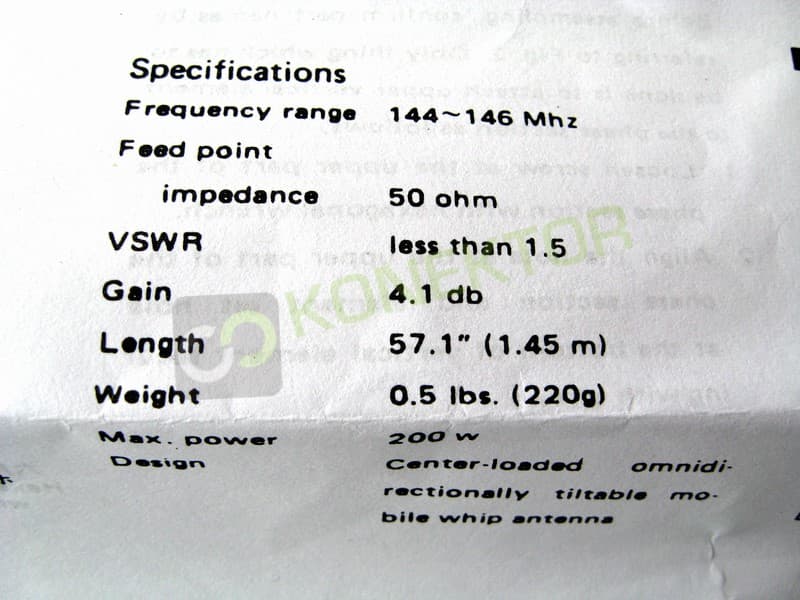 Diamond DP-CL2E antena VHF 6/8 fali, długość 145cm typ PL - 100% oryginał