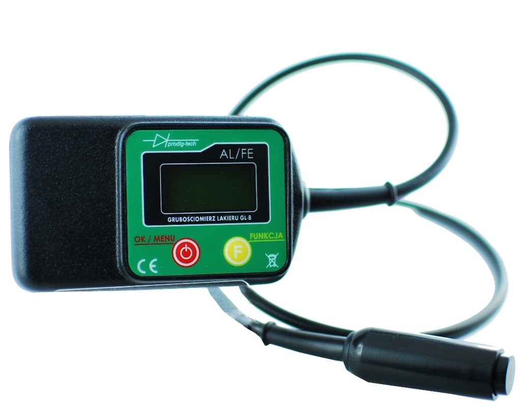 Prodig Tech GL-8S miernik grubości lakieru z sondą na przewodzie (do stali i aluminium) + asystent pomiaru LED + hold - Łódź, Zbąszyńska 2 # grubościomierz lakieru #
