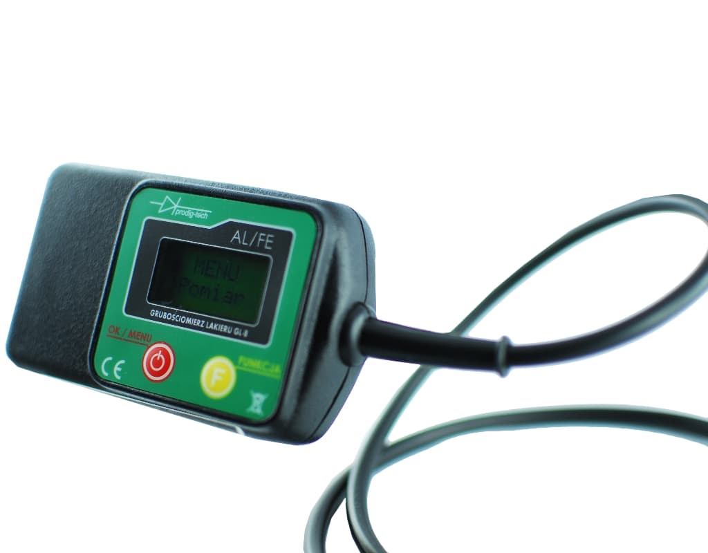 Prodig Tech GL-8S miernik grubości lakieru z sondą na przewodzie (do stali i aluminium) + asystent pomiaru LED + hold - Łódź, Zbąszyńska 2 # grubościomierz lakieru #