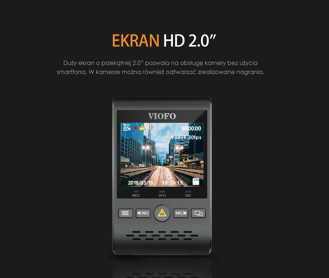 Viofo A129-G Duo dyskretna kamera samochodowa przód + tył Full HD 1080p GPS, Sony Starvis, G-sensor, mikrofon, Wi-Fi, BT - Łódź, Zbąszyńska 2
