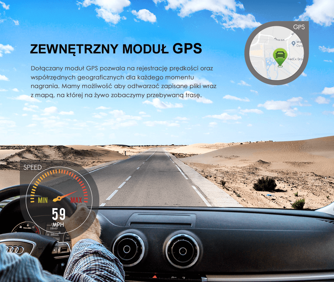 Viofo A129-G Duo dyskretna kamera samochodowa przód + tył Full HD 1080p GPS, Sony Starvis, G-sensor, mikrofon, Wi-Fi, BT - Łódź, Zbąszyńska 2