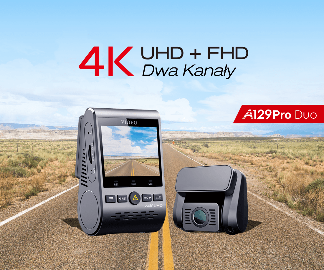 Viofo A129 PRO Duo-G dyskretna kamera samochodowa przód 4K + tył Full HD GPS, Sony Starvis, G-sensor, mikrofon, Wi-Fi, BT - Łódź, Zbąszyńska 2