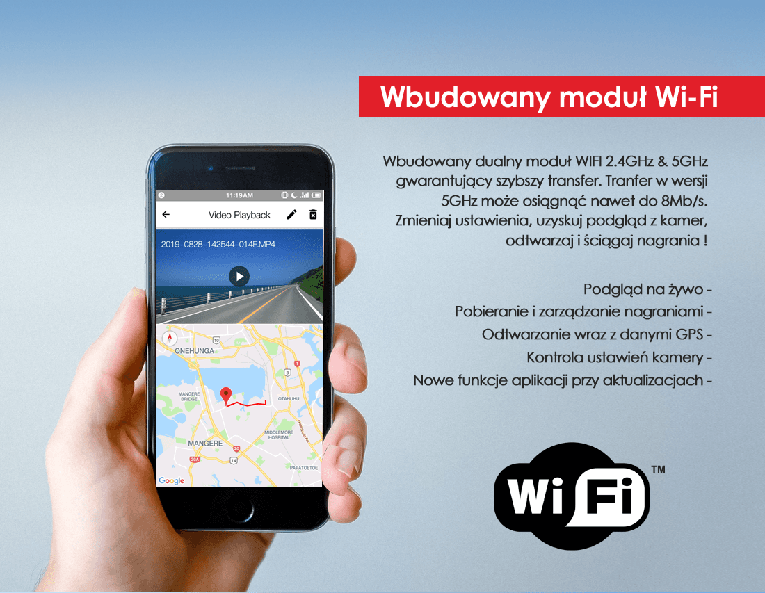 Viofo A129 PRO Duo-G dyskretna kamera samochodowa przód 4K + tył Full HD GPS, Sony Starvis, G-sensor, mikrofon, Wi-Fi, BT - Łódź, Zbąszyńska 2
