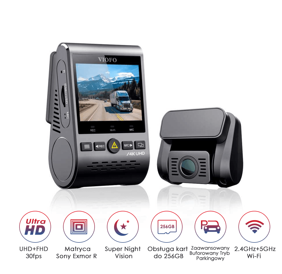 Viofo A129 PRO Duo-G dyskretna kamera samochodowa przód 4K + tył Full HD GPS, Sony Starvis, G-sensor, mikrofon, Wi-Fi, BT - Łódź, Zbąszyńska 2