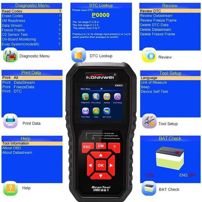 KONNWEI KW850 skaner diagnostyczny OBD-2 - odczyt i kasowanie błędów komputera - uniwersalny do wszystkich marek aut - Łódź, Zbąszyńska 2