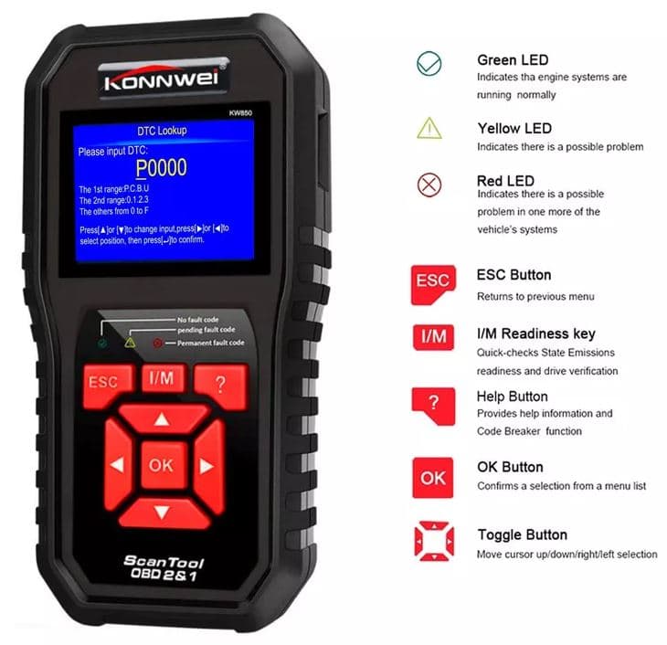 KONNWEI KW850 skaner diagnostyczny OBD-2 - odczyt i kasowanie błędów komputera - uniwersalny do wszystkich marek aut - Łódź, Zbąszyńska 2