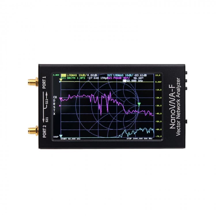 NanoVNA F + RF DEMO KIT analizator antenowy 50kHz - 1500MHz / duży dotykowy wyświetlacz 4.3", akumulator 5000mAh, płytka kalibracyjna, pełna polska instrukcja obsługi