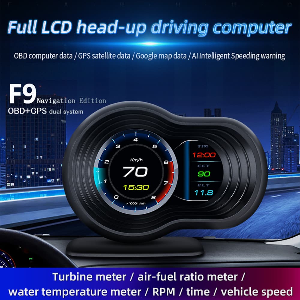 F9 Navigator Smart Digital Meter OBD-2/GPS wyświetlacz diagnostyczny np. doładowanie, temperatura oleju, obroty, pomiary, odczyt/kasowanie błędów ECU