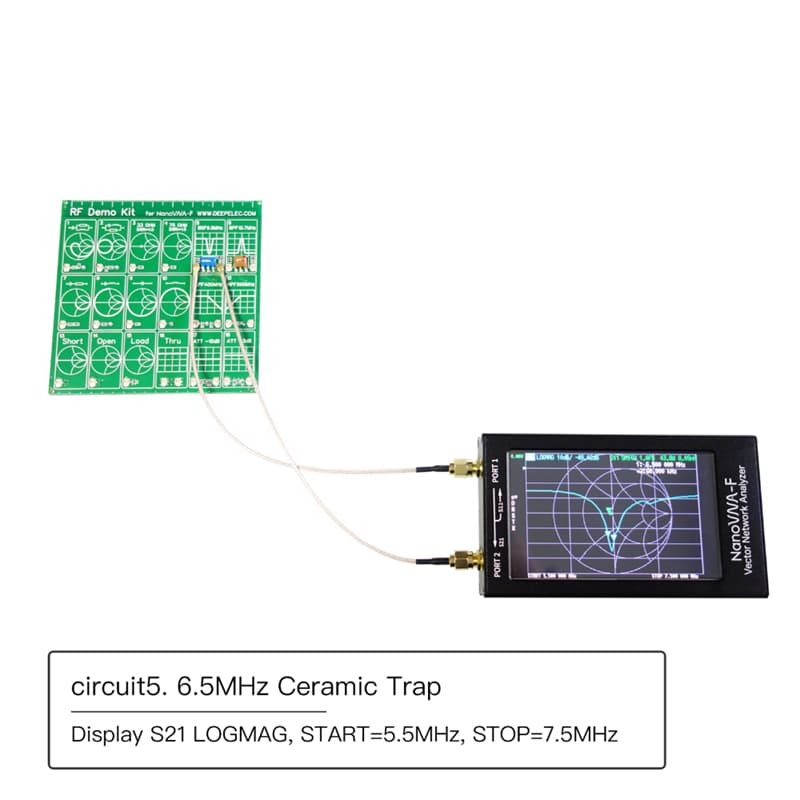 NanoVNA F + RF DEMO KIT analizator antenowy 50kHz - 1500MHz / duży dotykowy wyświetlacz 4.3", akumulator 5000mAh, płytka kalibracyjna, pełna polska instrukcja obsługi