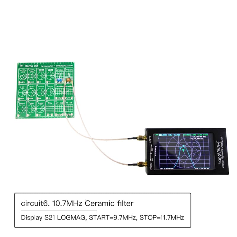 NanoVNA F + RF DEMO KIT analizator antenowy 50kHz - 1500MHz / duży dotykowy wyświetlacz 4.3", akumulator 5000mAh, płytka kalibracyjna, pełna polska instrukcja obsługi