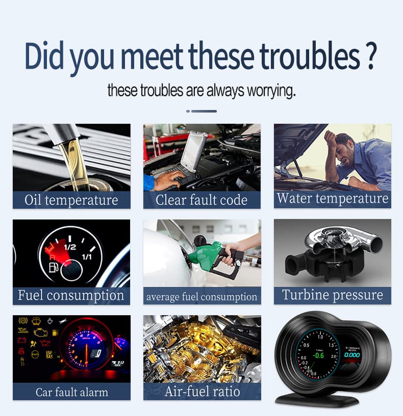 F9 Navigator Smart Digital Meter OBD-2/GPS wyświetlacz diagnostyczny np. doładowanie, temperatura oleju, obroty, pomiary, odczyt/kasowanie błędów ECU