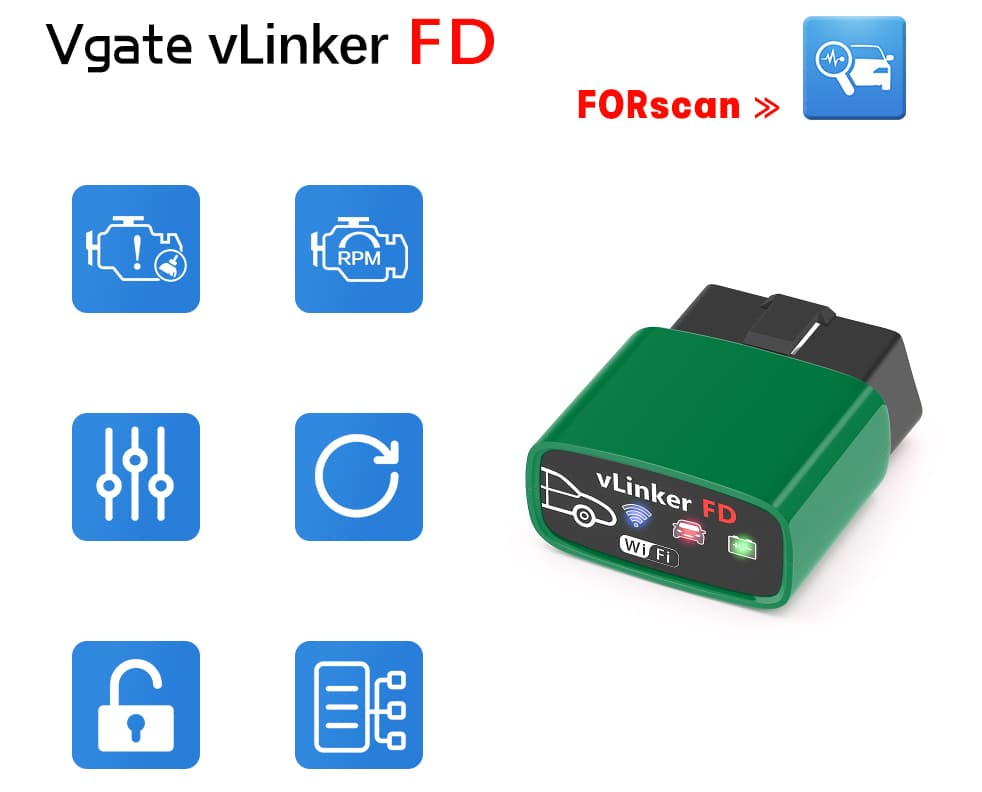 Vgate vLinker FD WIFI szybki interfejs diagnostyczny OBD-2 polecany do Ford, Mazda, Mercury, Lincoln (polecany do aplikacji FORScan) Łódź, Zbąszyńska 2