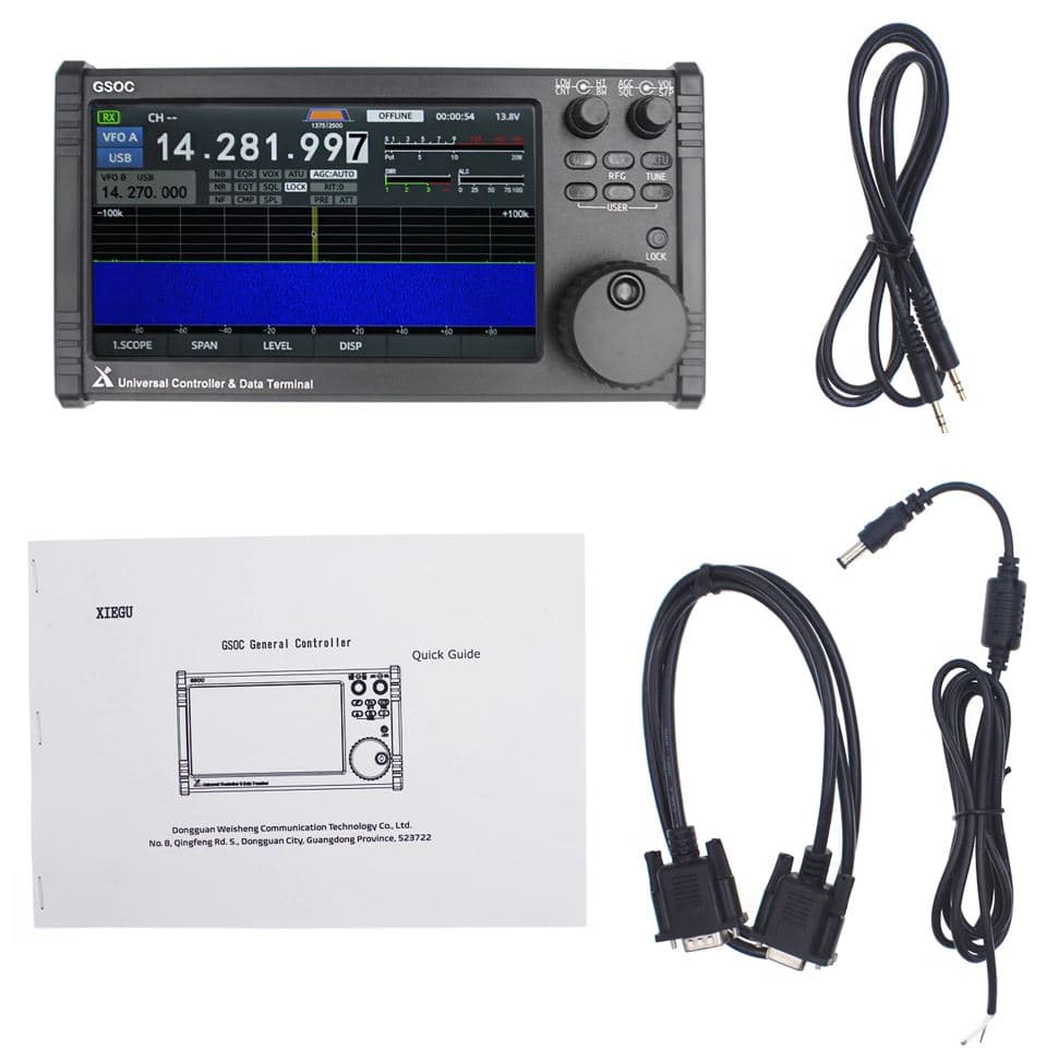 XIEGU G90 + GSOC radiotelefon amatorski HF 20W, SDR, ATU, kolorowy wyświetlacz, wodospad + panadapter
