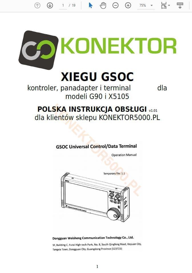 XIEGU G90 + GSOC radiotelefon amatorski HF 20W, SDR, ATU, kolorowy wyświetlacz, wodospad + panadapter