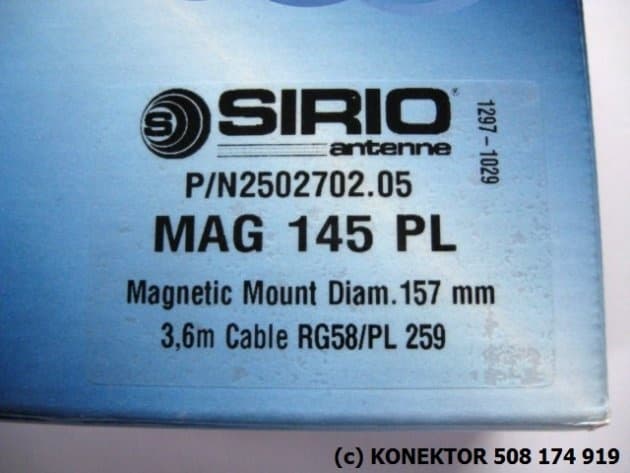 SIRIO TURBO 800 PL + magnes 16cm SIRIO Antena CB magnesowa 84cm kabel 3,60m