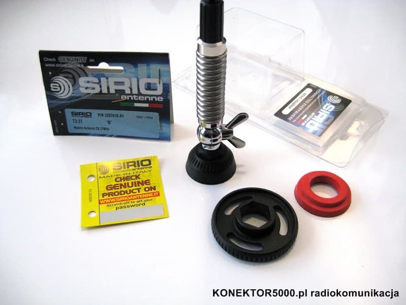 SIRIO T-3 27 (T3 27) wersja z adapterem PL, antena CB helikalna DV/PL, bez okablowania